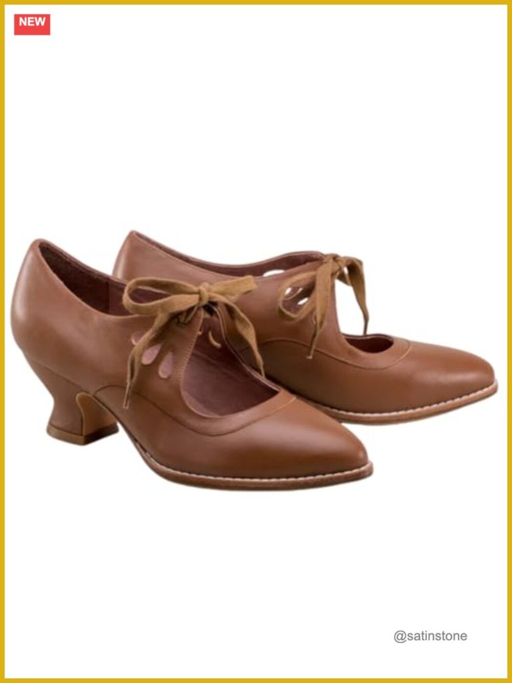 Victorian Mary Jane Pumps Retro Point Toe Lace Up High Quality PU